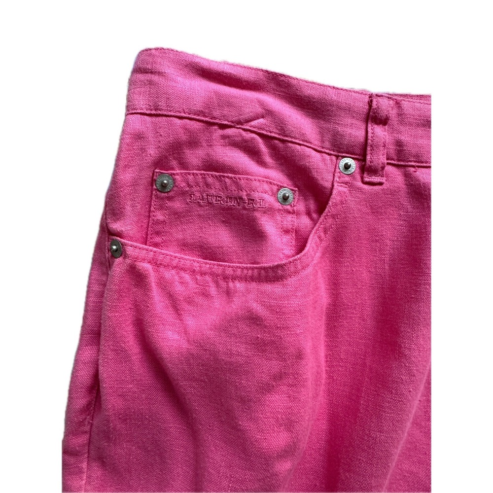 Lauren Ralph Lauren Pink 100% Linen Wide Leg Pants Womens 14 High Rise Trousers - Picture 6 of 8